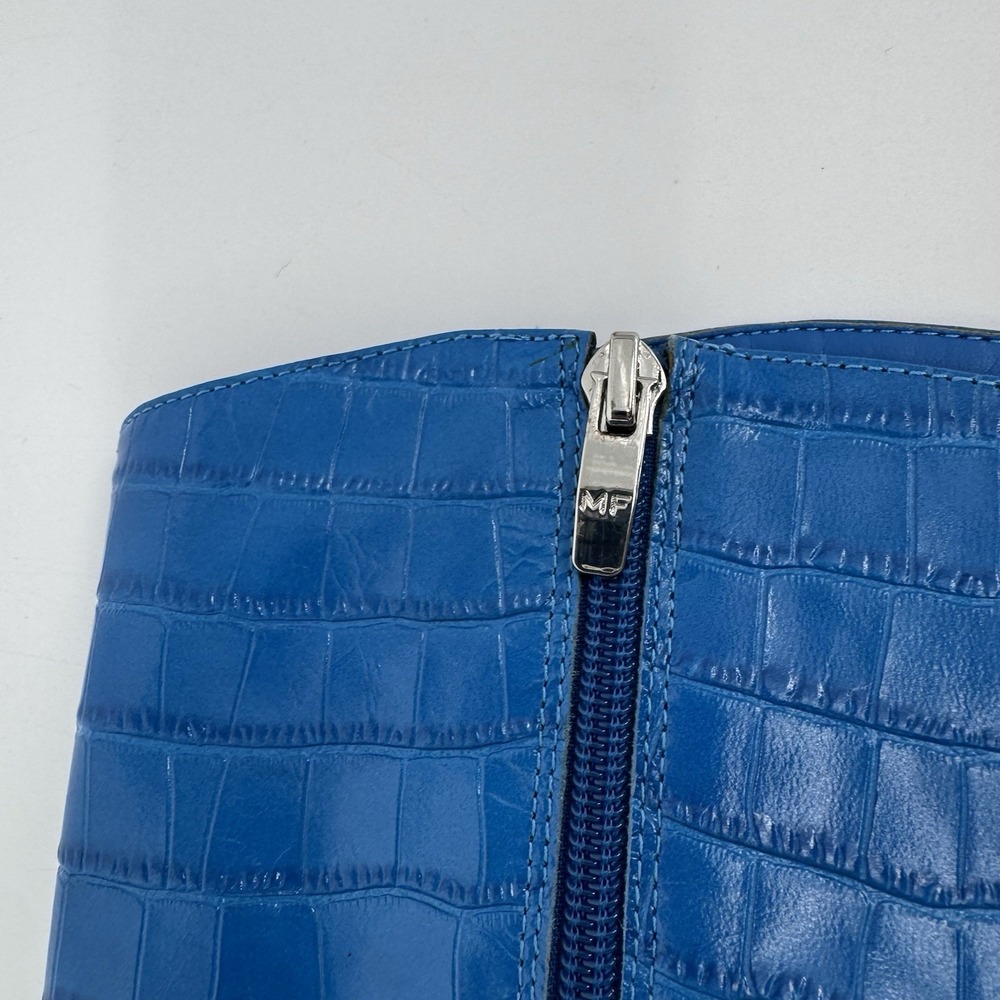 Marc Fisher Blue Croc Embossed‎ Knee High Boots Block Heel Pointed Toe 7M - Picture 8 of 10